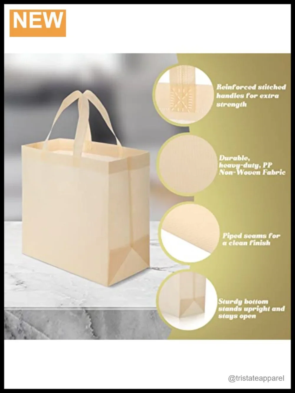 50 Pcs Non Woven Reusable Tote Bags Shopping Bags Bulk Party Favors Foldable